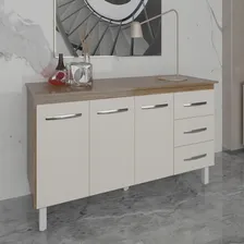 Balcão Gabinete Bancada de Cozinha Armário 150cm Savana Off White com Tampa Tampo Tampão Cor Savana Foto mini 3