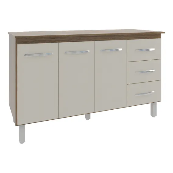 Balcão Gabinete Bancada de Cozinha Armário 150cm Savana Off White com Tampa Tampo Tampão Cor Savana Foto 1
