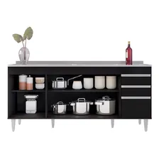 Balcão Gabinete Com Pia 180cm Dallas Preto - Lumil Foto mini  3