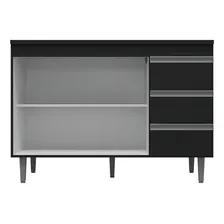 Balcão Gabinete Cozinha 120cm Com Tampo 2 Portas Preto Foto mini 2