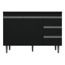 Balcão Gabinete Cozinha 120cm Com Tampo 2 Portas Preto Foto mini 1