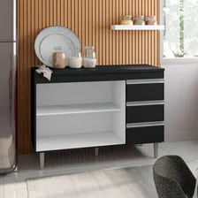 Balcão Gabinete Cozinha 120cm Com Tampo 2 Portas Preto Foto mini 3