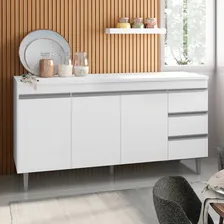 Balcão Gabinete Cozinha Andréia 150cm Com Tampo Branco Foto mini  2