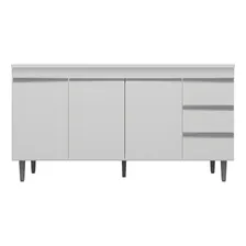 Balcão Gabinete Cozinha Andréia 150cm Com Tampo Branco Foto  mini 1