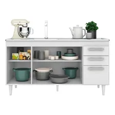 Balcão Gabinete De Pia 150cm Lisboa 4pts 2gav Branco/preto - Foto mini 4