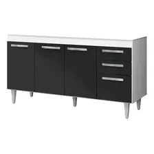 Balcão Gabinete De Pia 150cm Lisboa 4pts 2gav Branco/preto - Foto mini 1
