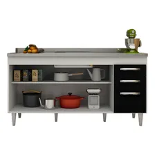 Balcão Gabinete De Pia Áustria 160cm 04 Portas 02 Gavetas Br Cor Branco Foto mini 3