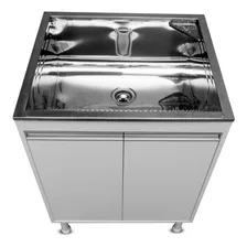 Balcão Lavanderia 100% Mdf Com Tanque De Inox Grande Cor Branco Foto mini 1