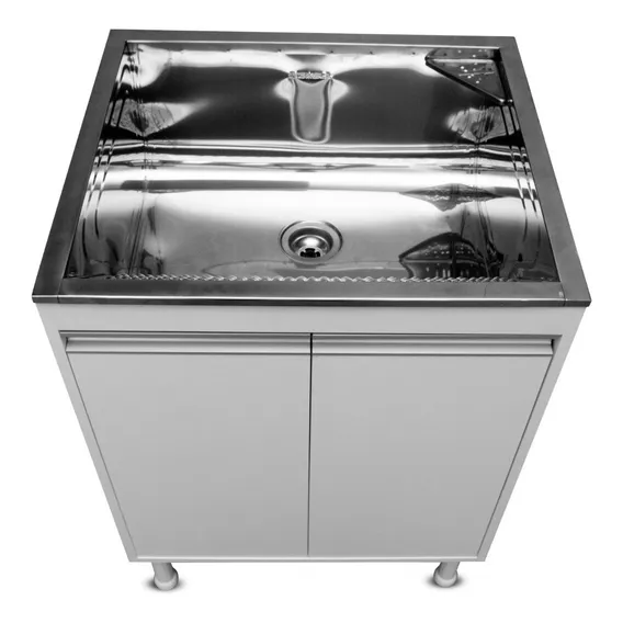 Balcão Lavanderia 100% Mdf Com Tanque De Inox Grande Cor Branco Foto 1