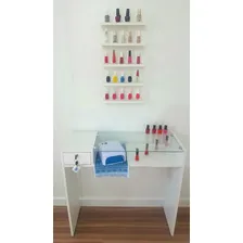 Balcão Manicure Mesa Gaveta Salão + Carrinho + Esmalteiro Foto mini 3
