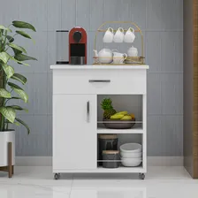 Balcão Suporte Microondas 1 Porta 1 Gaveta Cozinha Multiuso Com Rodinhas Fruteira Lançamento Móveis Bonatto Foto mini  3