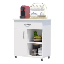 Balcão Suporte Microondas 1 Porta 1 Gaveta Cozinha Multiuso Com Rodinhas Fruteira Lançamento Móveis Bonatto Foto  mini 1