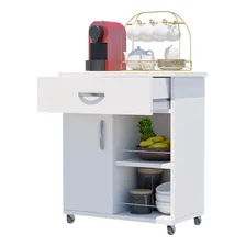 Balcão Suporte Microondas 1 Porta 1 Gaveta Cozinha Multiuso Com Rodinhas Fruteira Lançamento Móveis Bonatto Foto mini  2