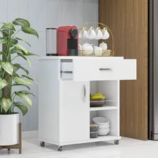 Balcão Suporte Microondas 1 Porta 1 Gaveta Cozinha Multiuso Com Rodinhas Fruteira Lançamento Móveis Bonatto Foto mini 4