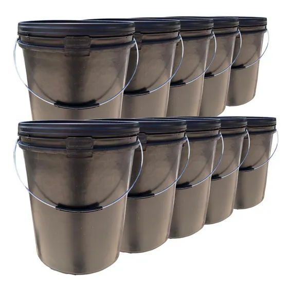 Balde 20l Para Pedreiro - Kit 10 Pças Cor Preto Foto 1