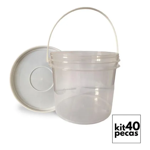 Balde 2.2l Transparente C/ Tampa Lacre - 40 Peças Foto 1