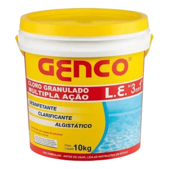 Balde Cloro Genco Para Piscina 10k 3x1 Granulado Multi Ação Foto 1