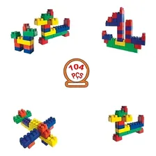 Balde De Blocos De Montar Com 104 Peças Brinquedo Educativo Foto mini 2