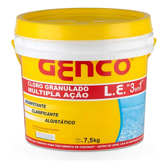 Balde De Cloro Genco De Pisicna L.e 3 Em 1 7,5kg Foto 1