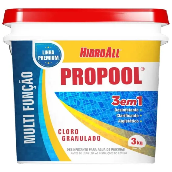 Balde De Cloro Granulado Para Piscina 3 Em 1 Propool 3kg Foto 1