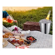 Balde Gelo Aço Inox Grande 20cm 5 Litros Com Alças Frigopro Cor Prateado Listras Foto mini  3