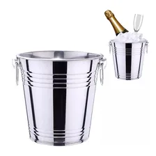 Balde Gelo Aço Inox Grande 20cm 5 Litros Com Alças Frigopro Cor Prateado Listras Foto mini  2