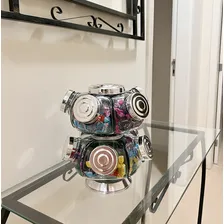 Baleiro Duplo Prata Giratório Medio 10 Gomos Doces Balas Cor Prateado Foto mini  2