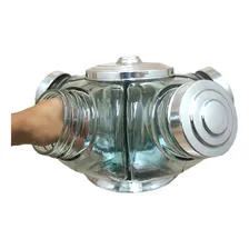 Baleiro Girat贸rio Vidro 5 Potes 39cm Aluminio Resistente Foto mini 4