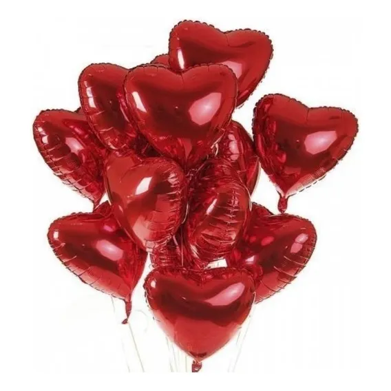 Balão Coração Metalizado Vermelho 45 Cm Com 10 Unidades Foto 1