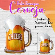 Balão Metalizado Cerveja 70cm Caneca De Chopp Cheers Boteco Cor Amarelo Foto mini  2
