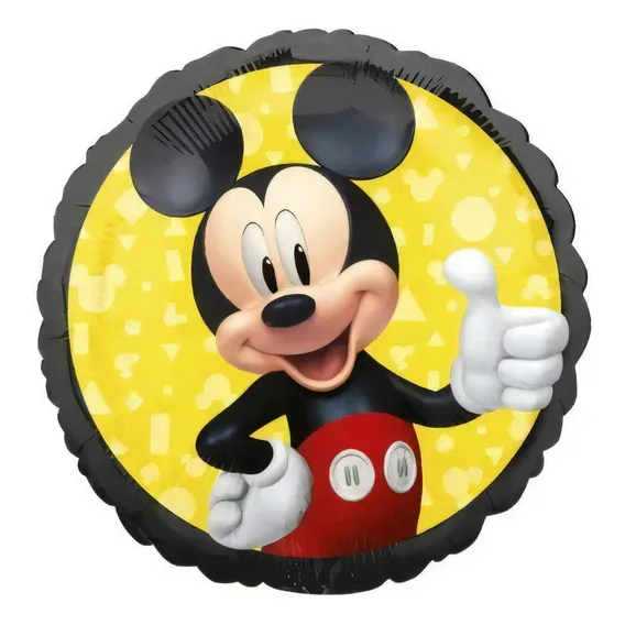 Balão Metalizado Redondo Mickey Mouse-17'' (43cm)-1 Unidade Foto 1