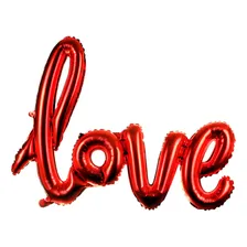 Balão Vermelho Metalizado Com Frase Love 101x67cm Foto  mini 1