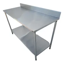 Bancada Mesa Inox Com Espelho E Paneleiro 220x60x90 Foto mini 1