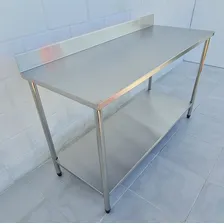 Bancada Mesa Inox Com Espelho E Paneleiro 220x60x90 Foto mini 4
