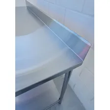 Bancada Mesa Inox Com Espelho E Paneleiro 220x60x90 Foto mini 2