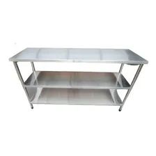 Bancada Mesa Inox Industrial 2 Prateleiras 150x70x90 Foto mini 1