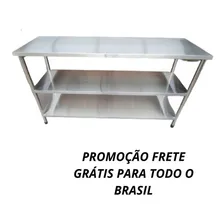Bancada Mesa Inox Industrial 2 Prateleiras 150x70x90 Foto mini 2