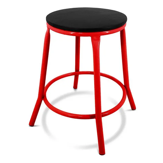 Banco Banqueta Baixa Austin Ferro Vermelha Para Cozinha Bar Acabamento Da Estrutura Lacado Cor Vermelho Foto 1