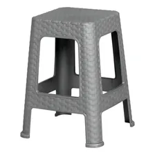 Banco Banqueta Banquinho Plástico Reforçado Empilhavel 120kg Cor Cinza Foto mini 1