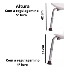 Banco P/ Banho Ajustável Com Encosto Aluminio Supermedy Foto mini 3