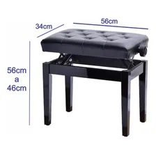 Banco Para Piano C/ Regulagem Banqueta Luxo Sonata 212 Preto Foto mini 4