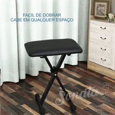 Banco Piano Em X Mellody Q90 Banqueta Teclado - Loja Cor Preto Foto mini 4