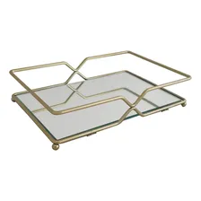 Bandeja Decorativa Espelhada Dourada 26cm Retangular Para Ba Foto mini  2