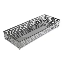 Bandeja Espelhada Retangular 11,5x30cm Decorativa St1638 Cor Prata Foto mini 1