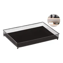 Bandeja Espelhada Retangular Em Metal Telada Vazada Multiuso Cor Bandeja Banheiro Multiuso Foto  mini 1