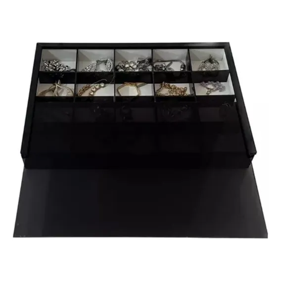 Bandeja Grande J贸ias Mdf Bandeja Brinco E Bijuteria Cor Preto Foto 1