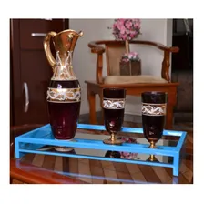 Bandeja Laqueada Espelhada Roma Azul Turquesa Foto mini 2