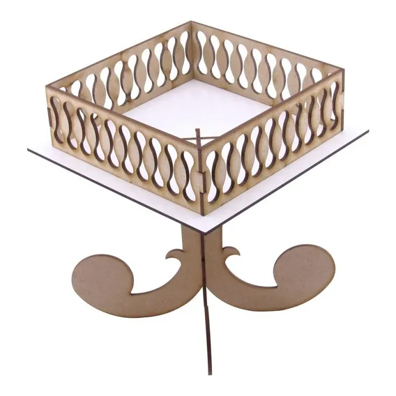 Bandeja Mdf Porta Doces Pedestal Quadrada Baixa - Premium Foto 1