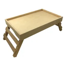 Bandeja Mesa G Servir Café Cama Mdf Cru Pé Dobrável Foto mini 1