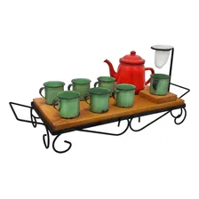 Bandeja Para Mesa De Café Bandeja Cama Mesa Madeira Com Alça Foto mini 4